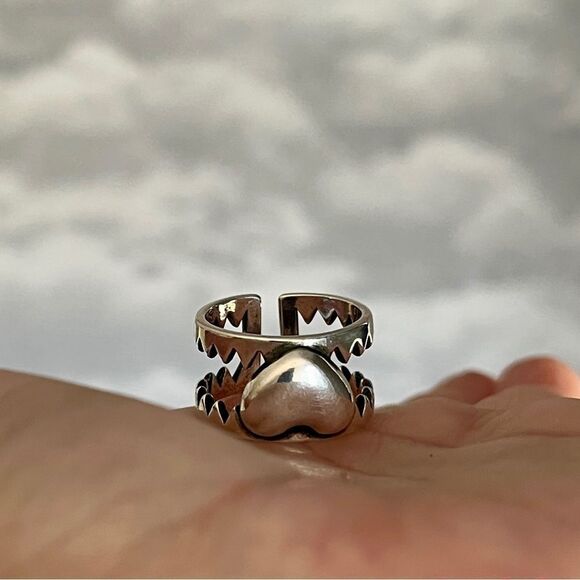 The Jagged Heart statement ring  adjustable in 925 - Picture 6 of 12